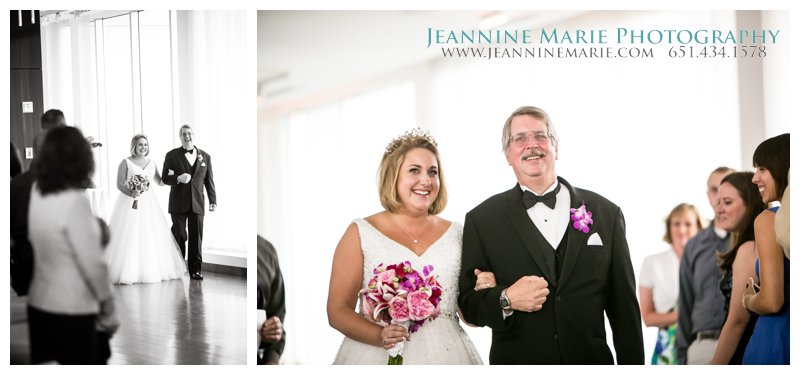 Le Méridien Chambers, bride, father of the bride, walk down aisle, ceremony, wedding, Minneapolis hotel wedding
