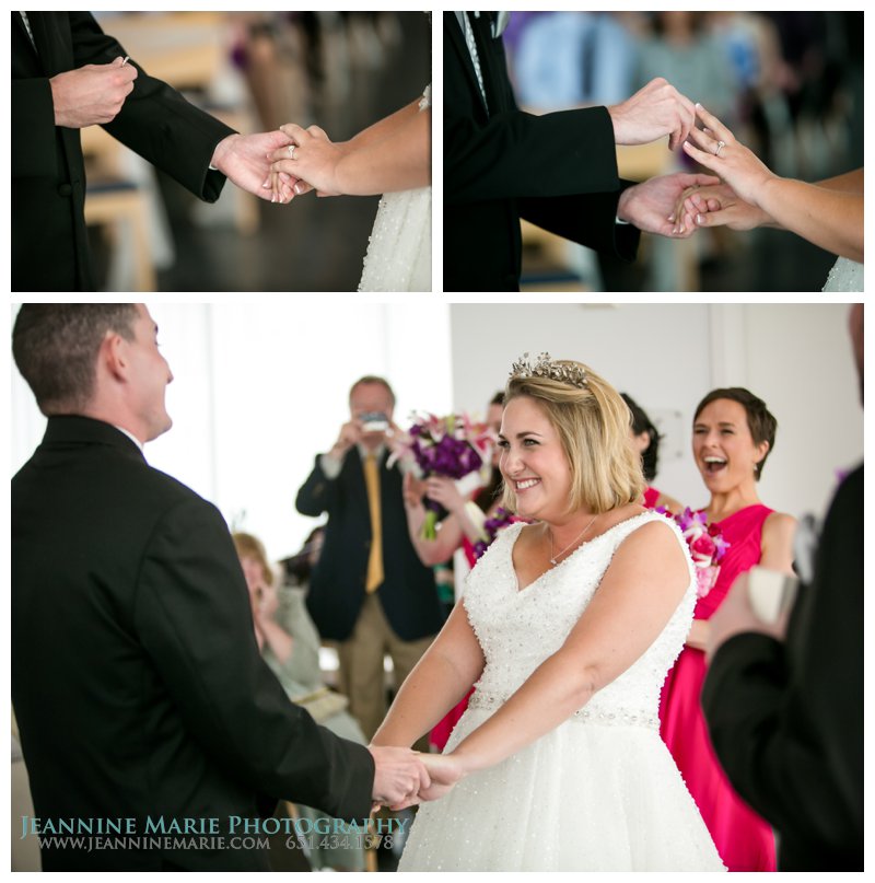 Le Méridien Chambers, Minneapolis wedding ceremony, ring exchange, bride, groom, weddings
