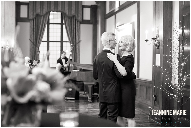 Minneapolis Club, black and white photo, bride, groom, cocktail hour, reception, wedding, dance