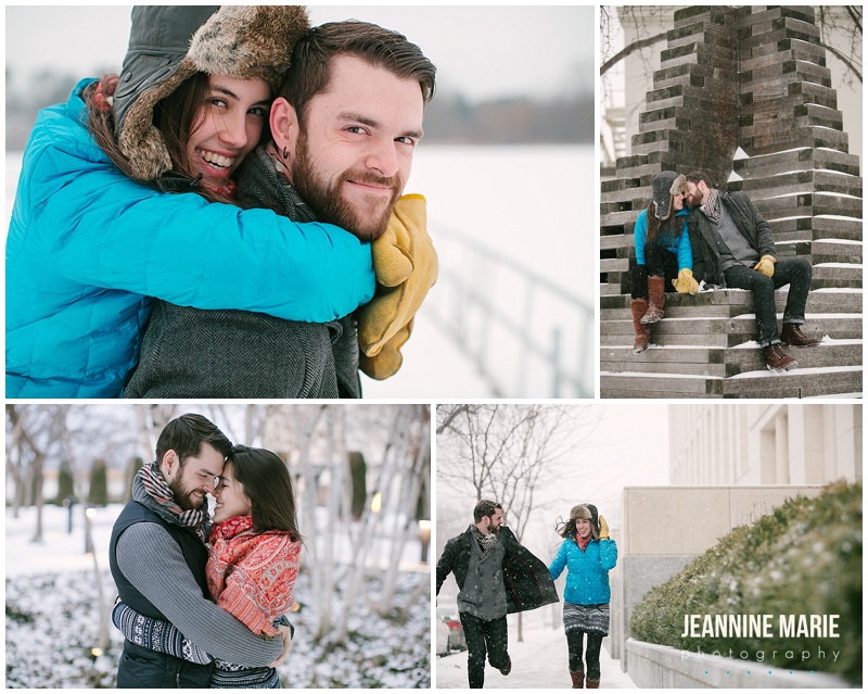 winter engagement session, engagement photos, winter outfits, poses, couple, St. Paul, park engagement session
