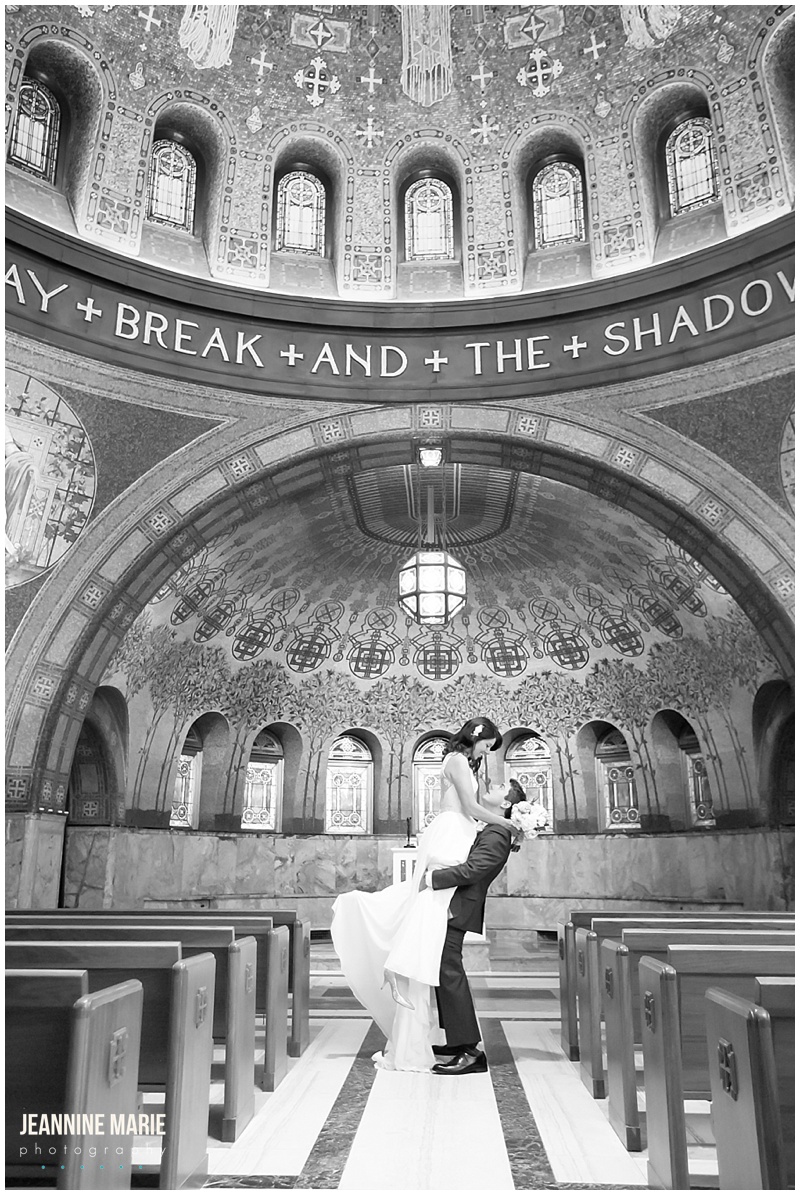 Lakewood Memorial Chapel, bride, groom, lift, pews, art, ceiling, chapel, church, wedding