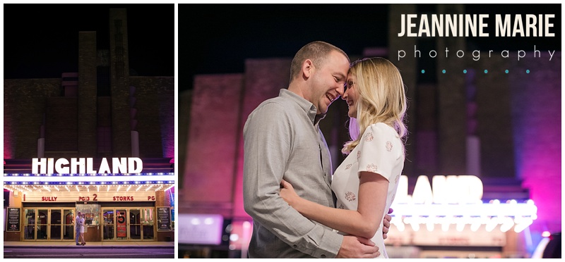 rustic engagement session, Jeannine Marie Photography, Saint Paul engagement photographer, Minnesota engagement photographer, Minnesota engagement, Highland Theater, night engagement
