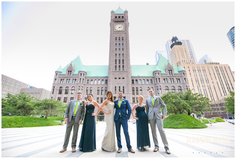 Minneapolis City Hall, City Hall, Hennepin County Courthouse, Minnesota wedding venues, unique wedding venues, Minneapolis wedding, bride, groom, navy suit, bridal gown, wedding gown, bridal bouquet, Minneapolis wedding photos, wedding portraits, Minneapolis wedding photographer, Minnesota wedding photographer, Jeannine Marie Photography