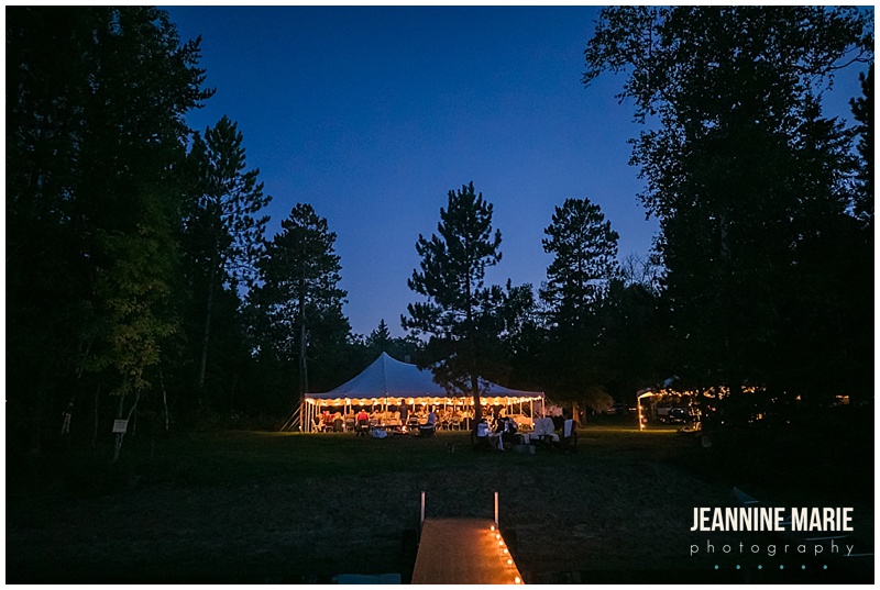night shot, tent wedding, wedding reception, woods, Camp Thunderbird, Lumberjack wedding, camping wedding, woodsy wedding, wedding in the woods, Bemidji wedding, Bemidji wedding photographer, Minnesota wedding photographer, Jeannine Marie Photography, summer wedding, plaid wedding, outdoor wedding, Up North wedding, Northern Minnesota wedding, Jewish Wedding, KD Floral, Fozzies BBQ, The Lost Walleye Orchestra, The Party Store, Crystal Greene, Anthropologie, Minnesota wedding